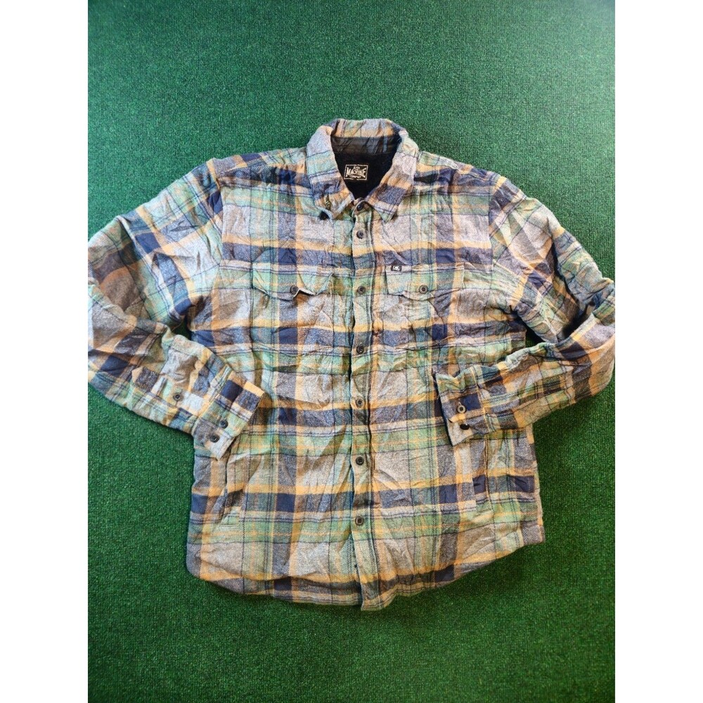 Loser Machine Flannel Shirt Men's M Plaid Button Down Shirt Moto Outdoor